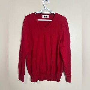 Joseph Abboud Size XL Men's Merino blend V-Neck Sweater in Bold Red